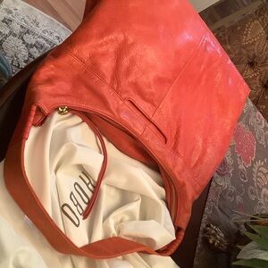 HOBO Women's Vibrant Orange Leather Hobo Bag